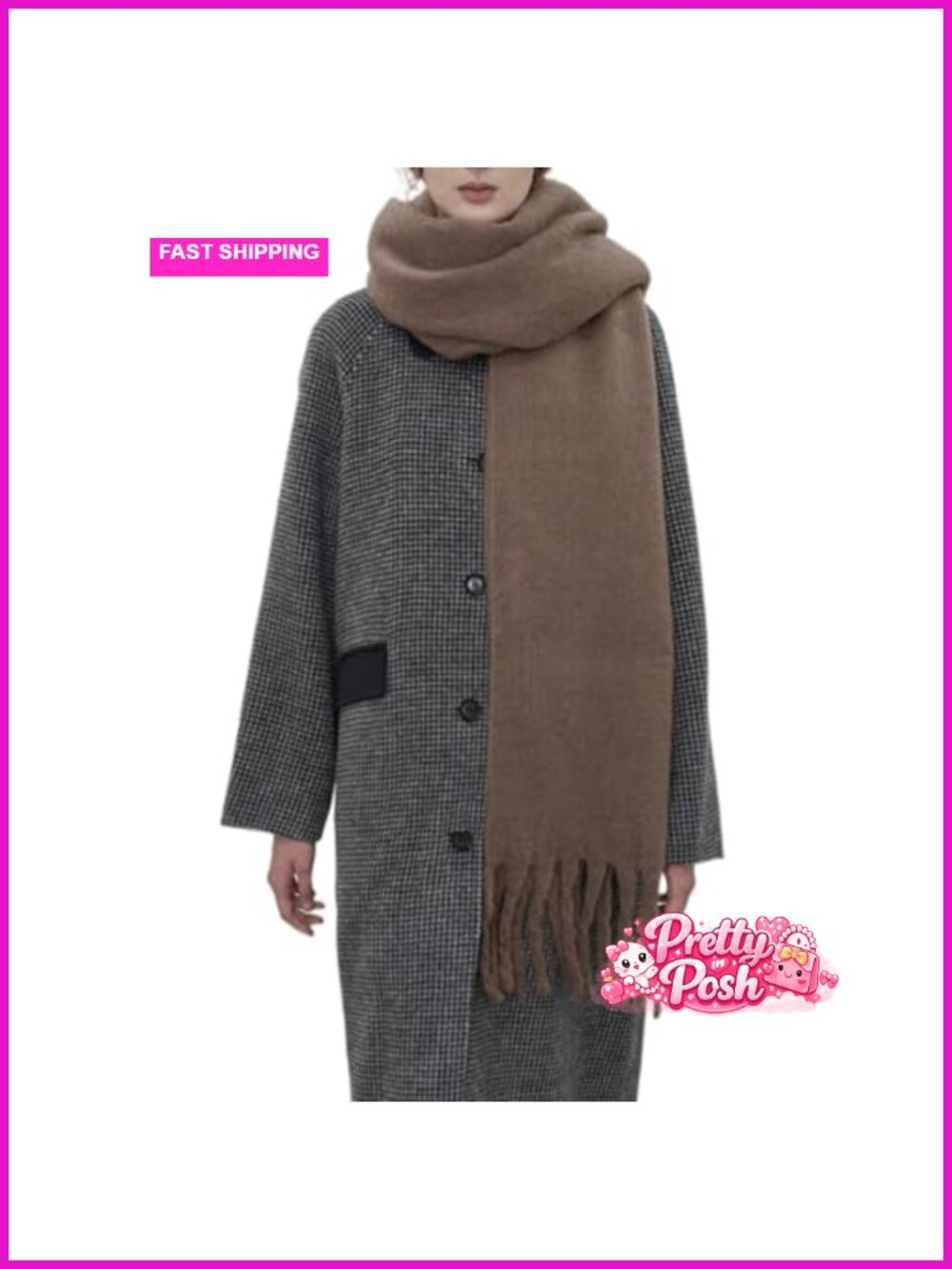 100% Polyester Chunky Scarf Shawl Wrap for Cold Weather
